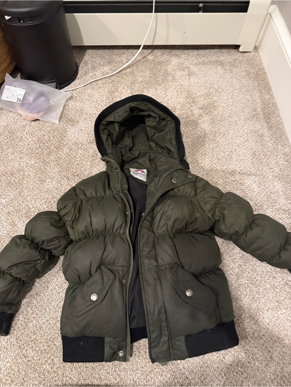 Kids appaman Olive Hooded Puffer Jacket -